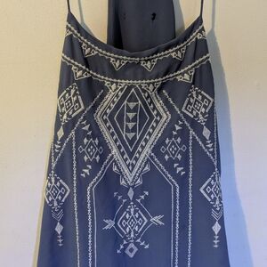 Embroidered Blue Tank Top